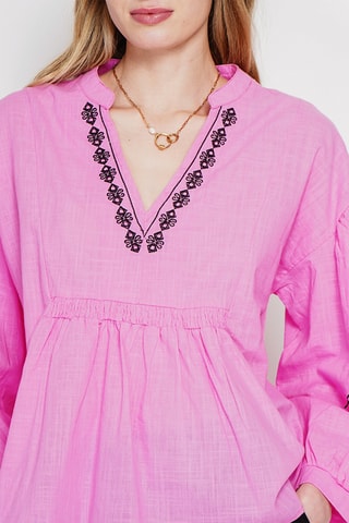 Blouse en lin - Ciel - Fuchsia