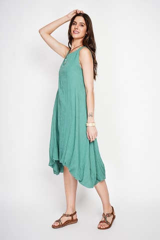 Vestido globo de lino - Azul
