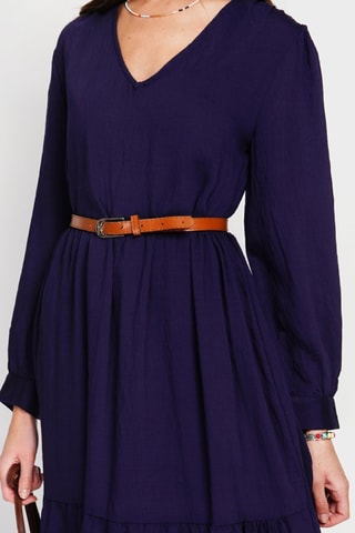 Vestido largo de lino - Azul marino