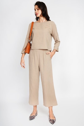 Top y pantalón de lino - Camel