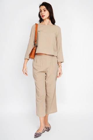 Top y pantalón de lino - Camel