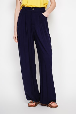 Pantalón ajustado de lino - Azul marino