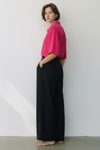 Pantalón ancho de lino - Negro