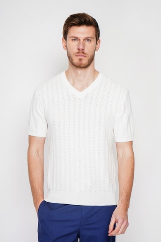 Camiseta de algodón orgánico y lino - Blanco