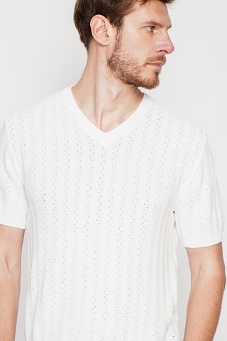 Camiseta de algodón orgánico y lino - Blanco