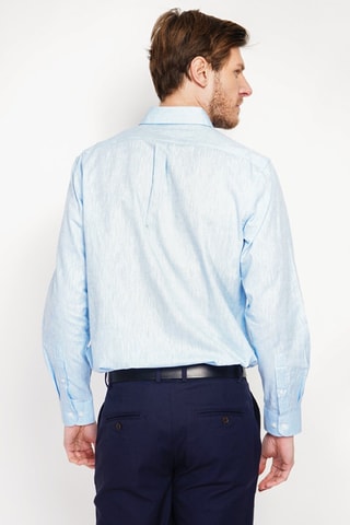 Camisa regular fit de lino - Celeste