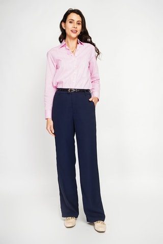 Pantalon droit taille haute - Bleu marine