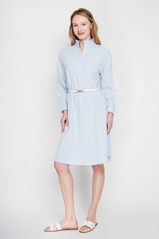 Vestido trapecio de lino - Celeste