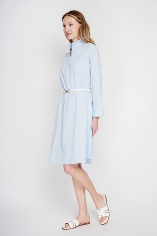 Vestido trapecio de lino - Celeste
