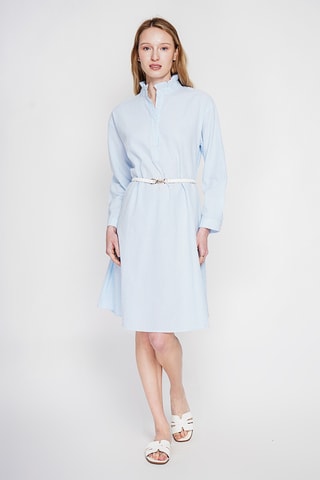 Vestido trapecio de lino - Celeste