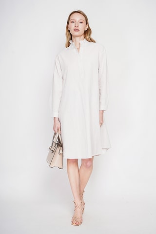 Vestido trapecio de lino - Beige