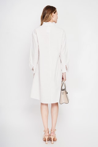 Vestido trapecio de lino - Beige