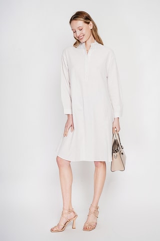 Vestido trapecio de lino - Beige