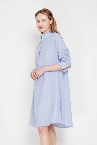 Vestido trapecio de lino - Azul marino