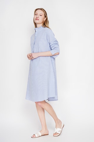 Vestido trapecio de lino - Azul marino