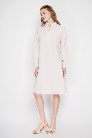 Vestido trapecio de lino - Rosa claro