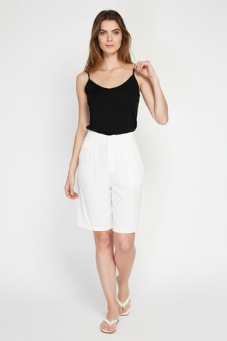 Bermudas de lino de tiro alto - Blanco
