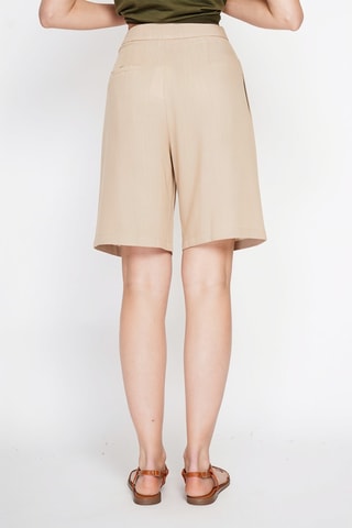 Bermudas de lino de tiro alto - Camel