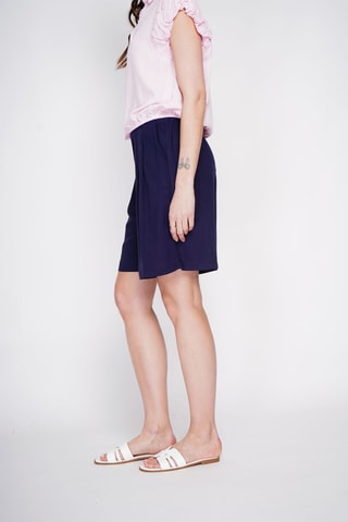 Bermudas de lino de tiro alto - Azul marino