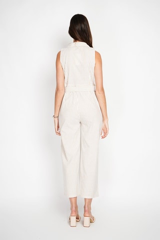 Mono de lino - Blanco y beige