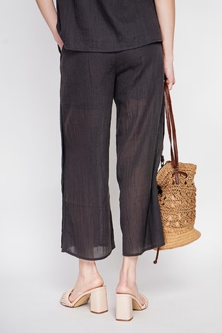 Pantalon en lin taille haute - Noir