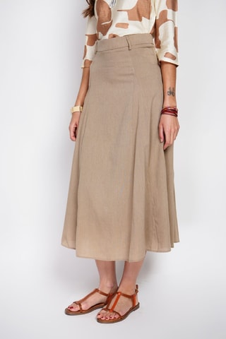Falda larga de lino - Camel