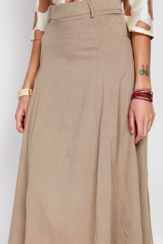 Falda larga de lino - Camel