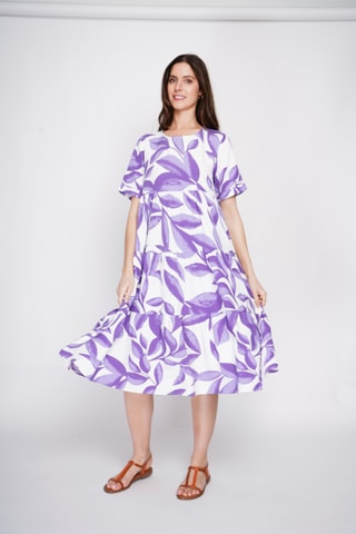 Vestido midi de lino - Violeta