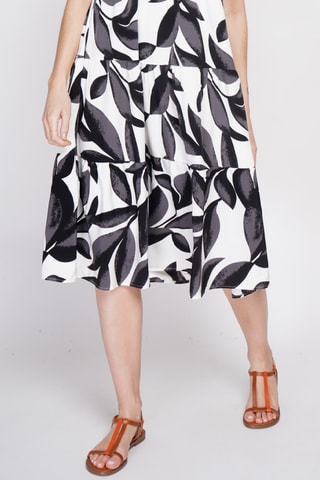 Vestido midi de lino - Negro