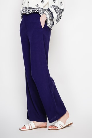 Pantalon large en lin - Bleu marine