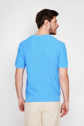 Camiseta de algodón orgánico y lino - Azul