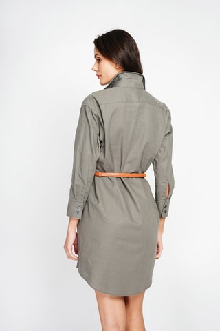 Vestido camisero de lino - Caqui
