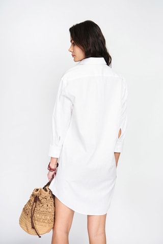 Vestido camisero de lino - Blanco