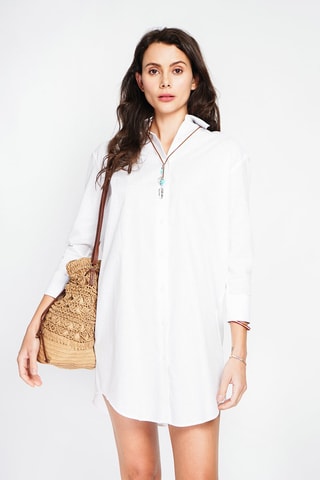 Vestido camisero de lino - Blanco