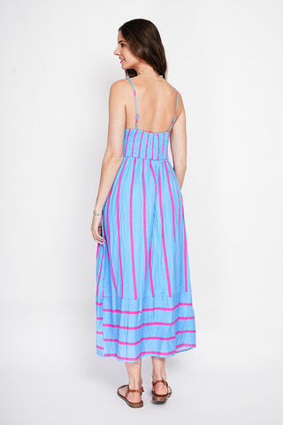 Vestido largo de lino - Azul
