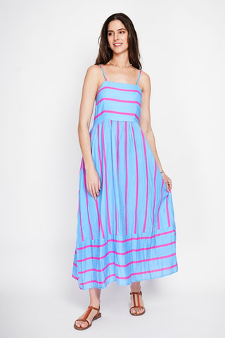 Vestido largo de lino - Azul