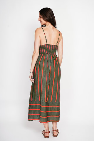 Vestido largo de lino - Caqui