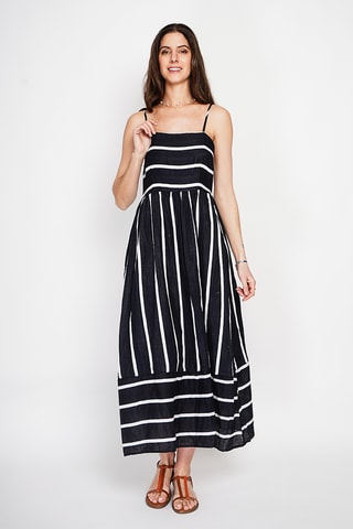 Vestido largo de lino - Negro