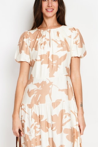 Vestido largo de lino - Camel