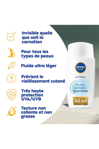 Fluido solar ultraligero FPS 50+ Invisible Quotidien - 40 ml
