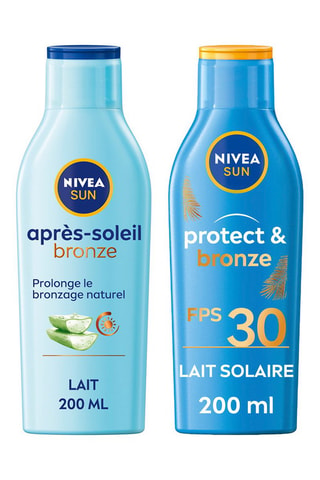 Lait solaire FPS 30 Protect & Bronze - 200 ml et Lait Après-Soleil Prolongateur de Bronzage - 200 ml