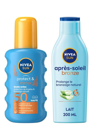 Activateur de bronzage Protect & Bronze SPF50 - 200 ml et Lait Après-Soleil Prolongateur de Bronzage - 200 ml