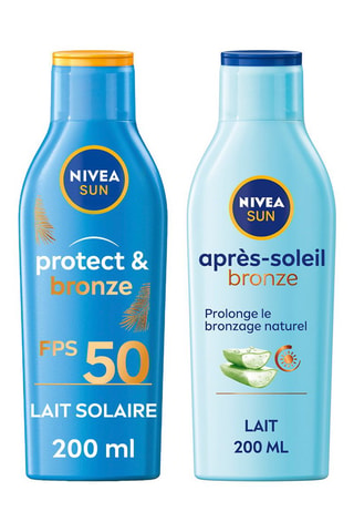 Lait solaire FPS 50 Protect & Bronze - 200 ml et Lait Après-Soleil Prolongateur de Bronzage - 200 ml