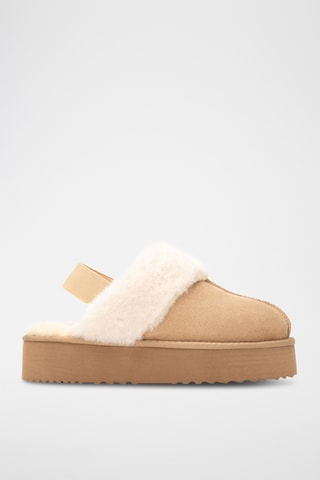 Gevoerde Platform Clogs - Beige