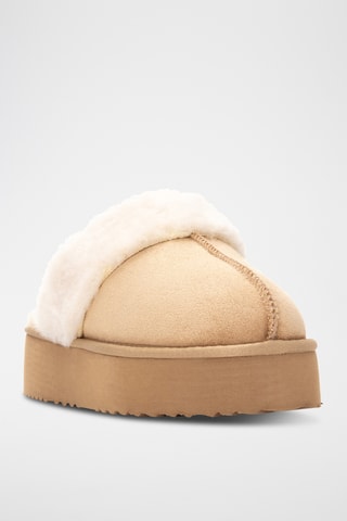 Gevoerde Platform Clogs - Beige