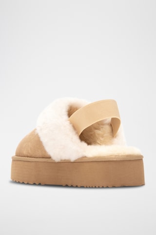Gevoerde Platform Clogs - Beige