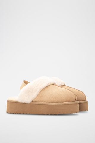 Gevoerde Platform Clogs - Beige