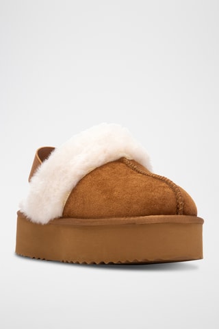 Gevoerde Platform Clogs - Camel