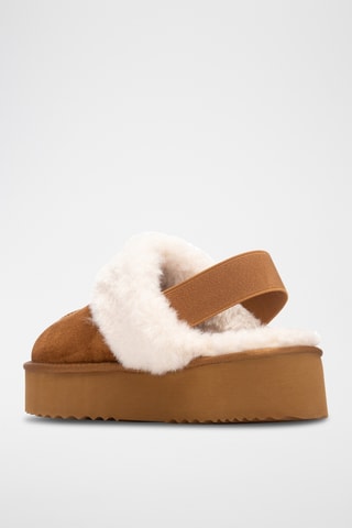 Gevoerde Platform Clogs - Camel