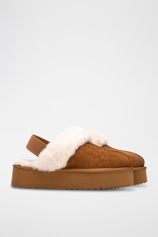 Gevoerde Platform Clogs - Camel